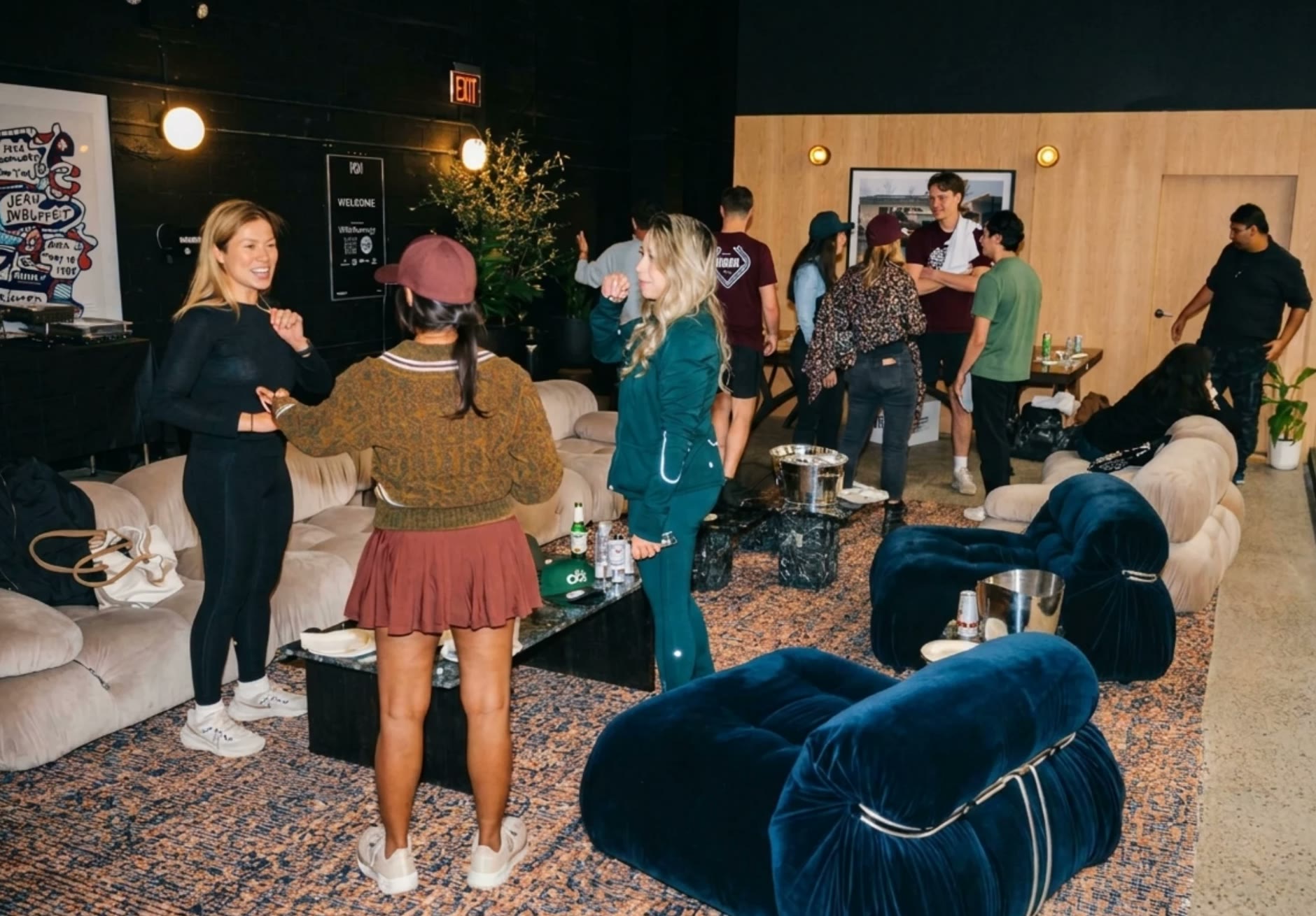 A corporate social in a padel club lounge
